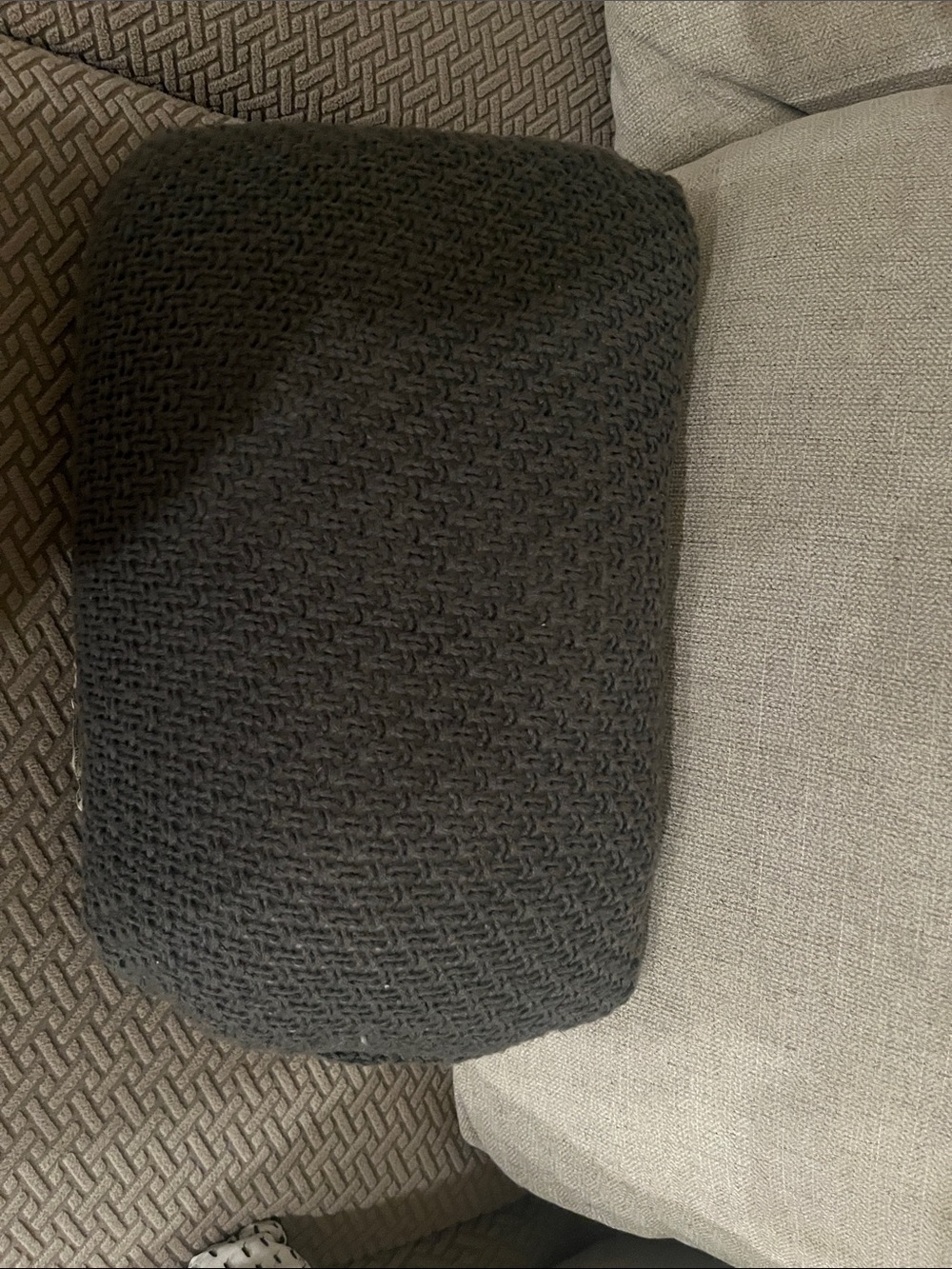 Hand-Knit Charcoal Gray Throw Pillow